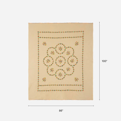 King size brown embroidered bedcover of 86 x 100 inches dimension guide