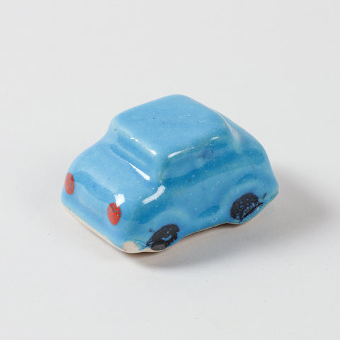Hand-painted ceramic miniature car designed for miniature garden decorations, garden decor miniatures, and tabletop decorative displays