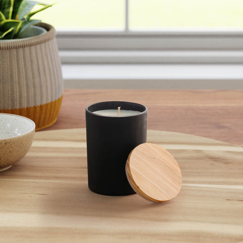 Coffee scented soy wax candle displayed as a stylish home décor accessory