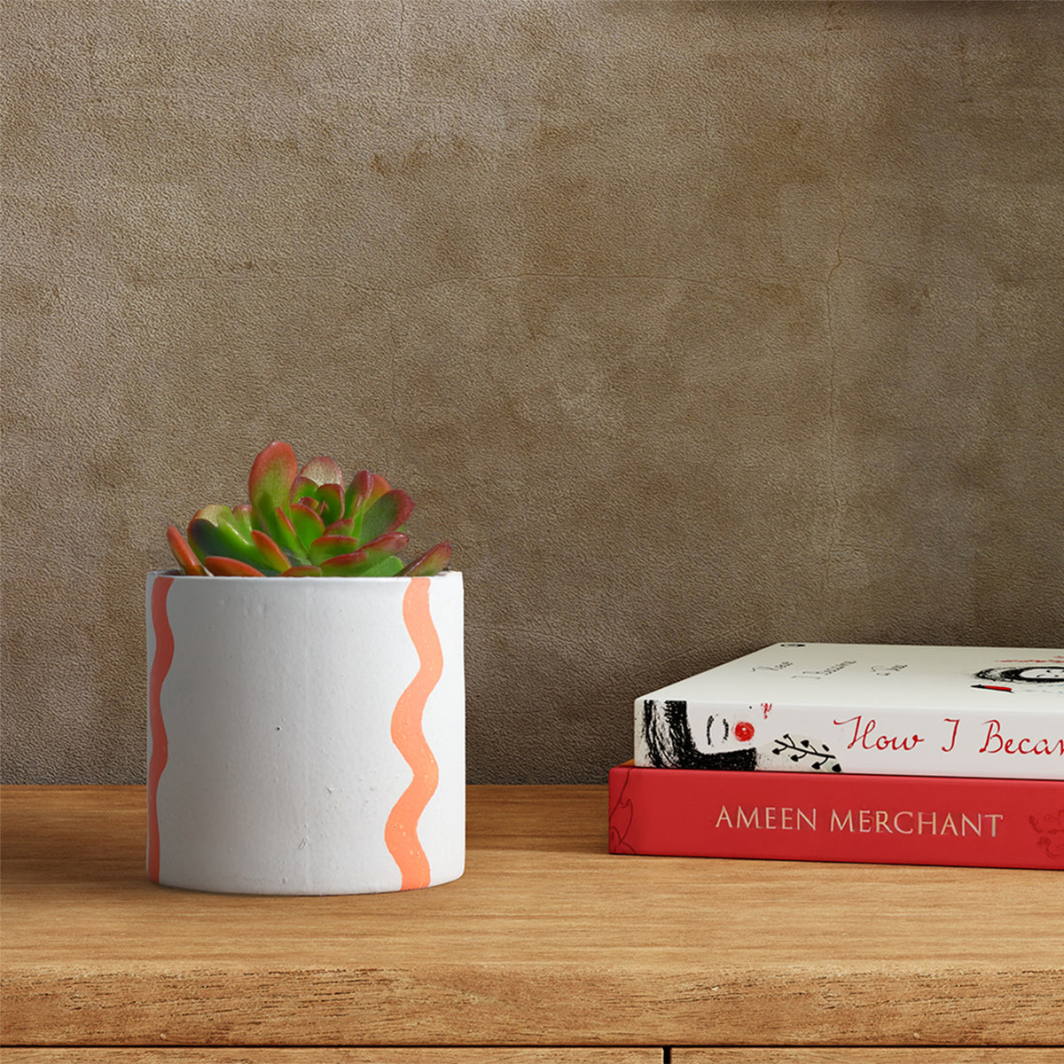 Orange Wave Ceramic Flower Pot
