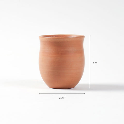 Dimensions of the curved terracotta kulhad cups set of 4 with 120 ml capacity each.
