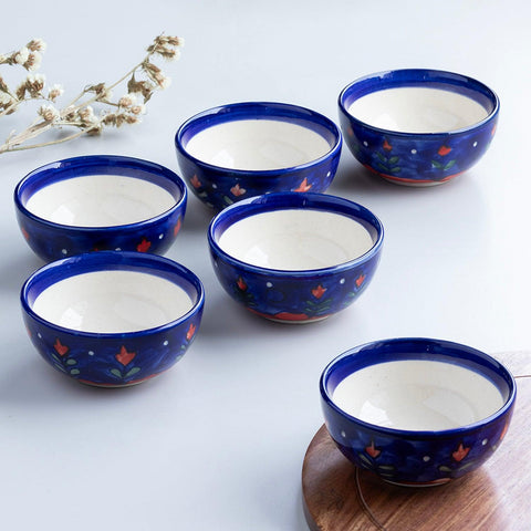 Ceramic Blooming Plants Portion Bowls - Set of 6 - Eyaas