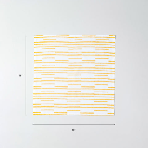 Yellow Stipe Block Printed Dinner Napkins 18x18