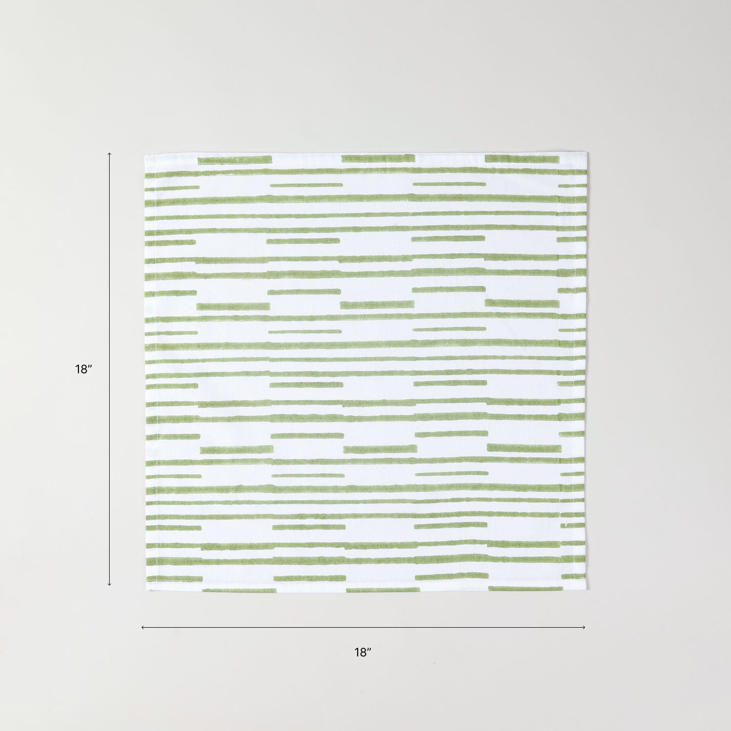 Green Stripe Block Printed Dinner Napkins 18x18