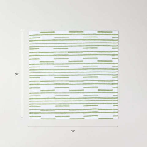 Green Stripe Block Printed Dinner Napkins 18x18