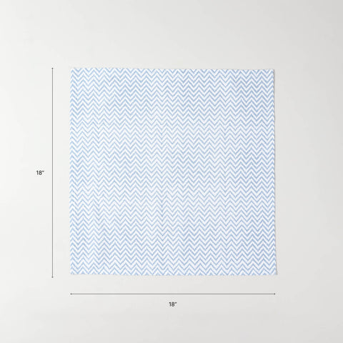 Light Blue Zigzag Block Printed Dinner Napkins 18x18