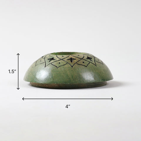 Handcarved T-Light Holder Set of 2, Red & Green