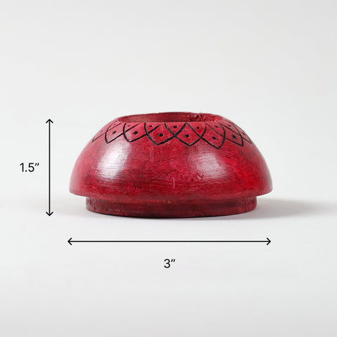 Handcarved T-Light Holder Set of 2, Red & Green