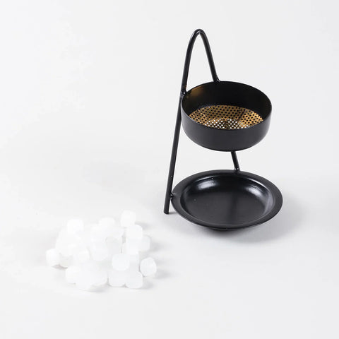 Handmade iron dhuni incense burner with brass net and 50g camphor for daily puja
