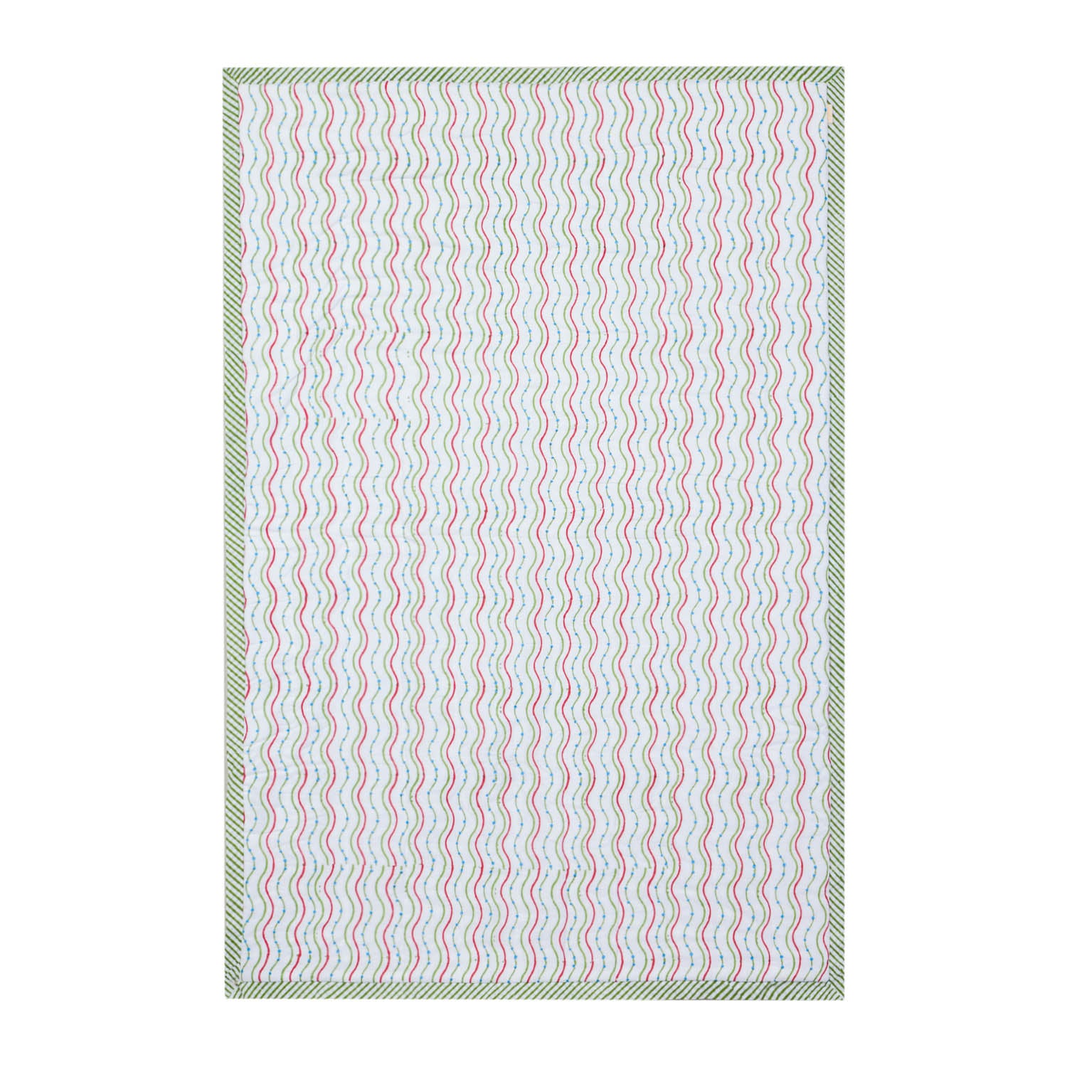 Full reverse view of a 60x40 cotton quilt featuring ocean-inspired jellyfish block prints on a white background