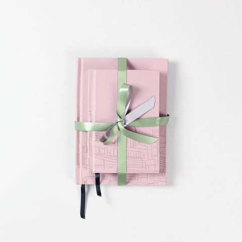 Kashi diary notebook set with one large & one small hard bound diary tied with a ribbon for gifting