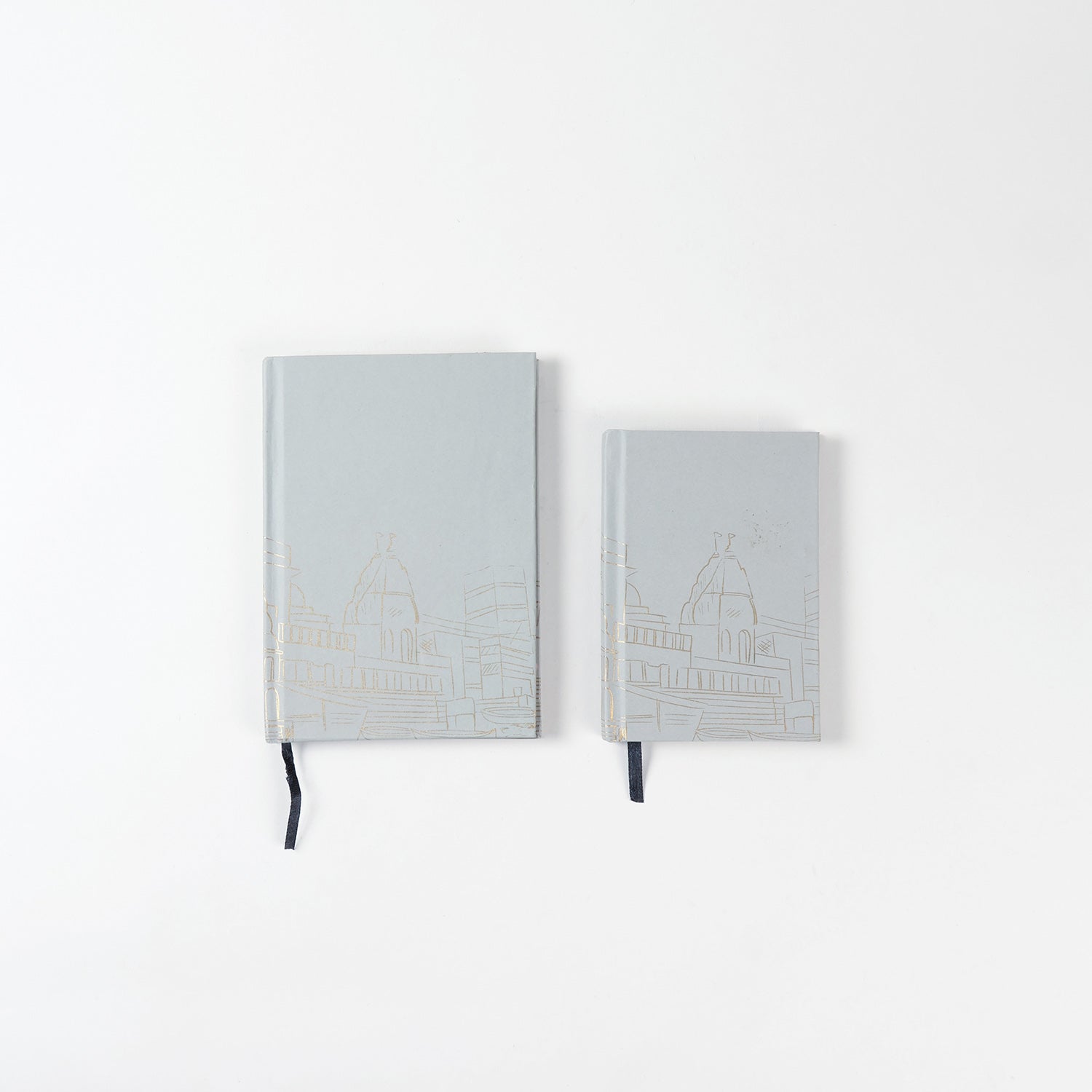 Kashi handmade diary notebook set with one large and one small hardbound journal in grey for writing and planning