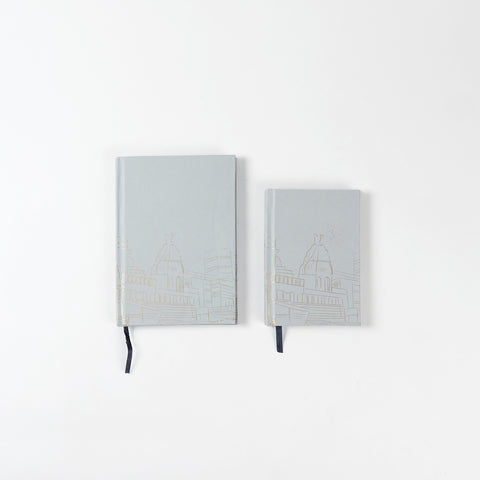 Kashi handmade diary notebook set with one large and one small hardbound journal in grey for writing and planning