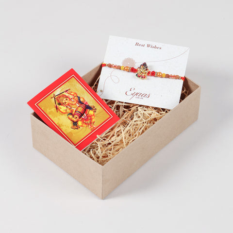 Handmade Kids Metal Ganesh Rakhi neatly arranged inside a decorative Raksha Bandhan gift box.