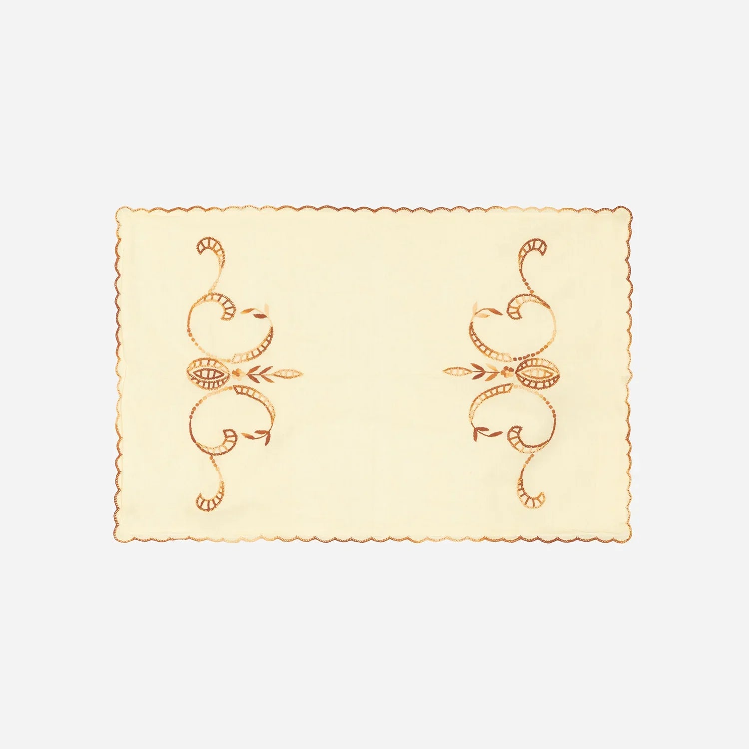 Matching embroidered light brown pillow cover case featuring coordinated handcrafted detailing