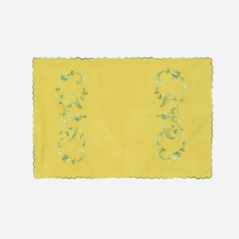 Light green cotton pillow case featuring matching floral chikankari embroidery