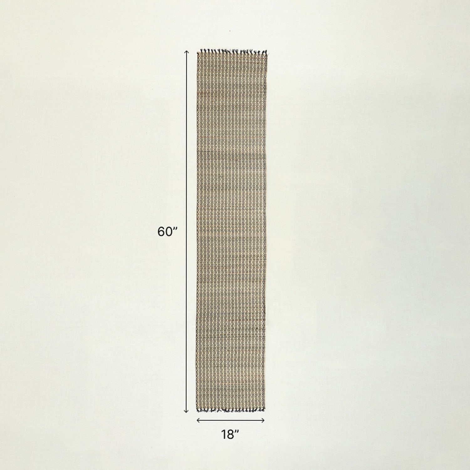 Size chart of Madurkathi table runner and placemats set showing runner dimensions of 60 x 12 inches 