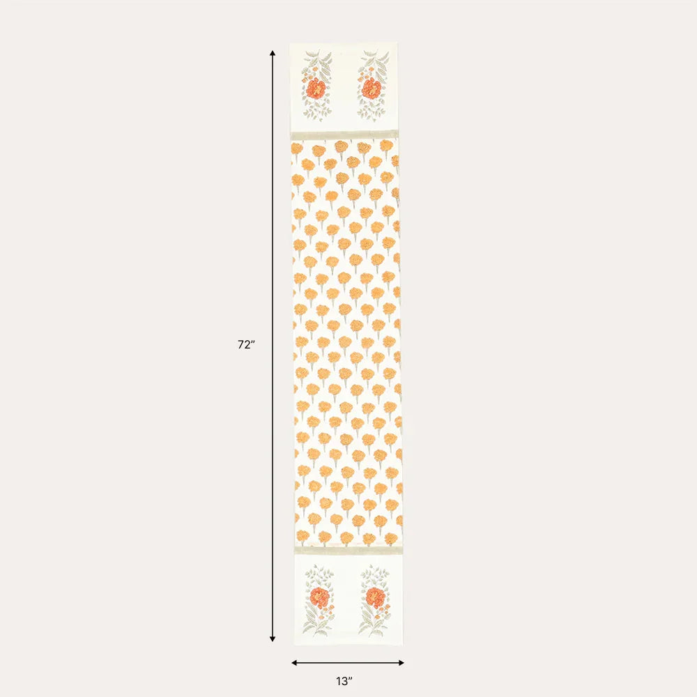 13 x 72 inch Chanderi table runner size guide suitable for 4 to 6 seater dining tables