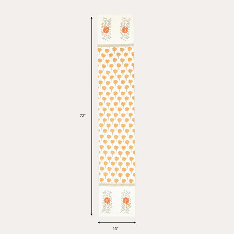 13 x 72 inch Chanderi table runner size guide suitable for 4 to 6 seater dining tables