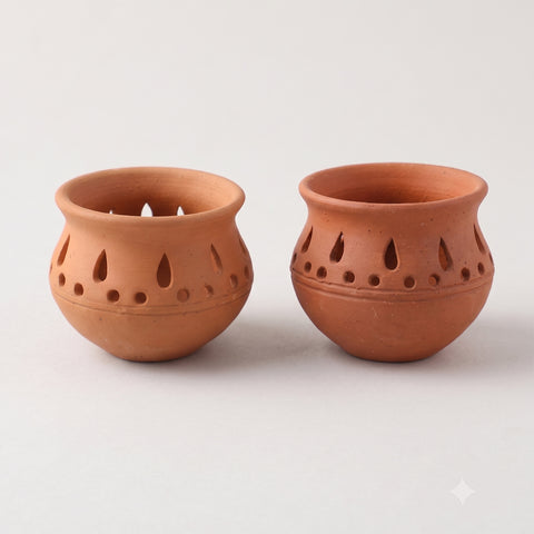 Set of 2 handcrafted terracotta matka diyas from the Mitti Ka Mol gift set