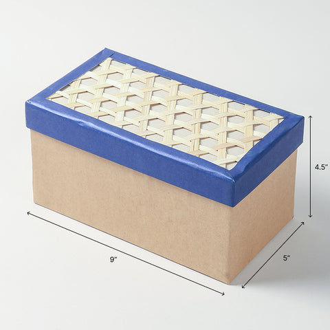 Dimensions of rectangular bamboo lid gift box showing 22 × 13 × 12 cm measurements