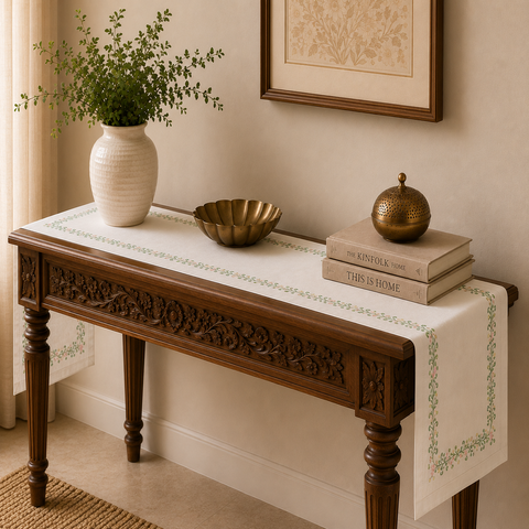 Multi-Coloured Floral Embroidered Table Runner