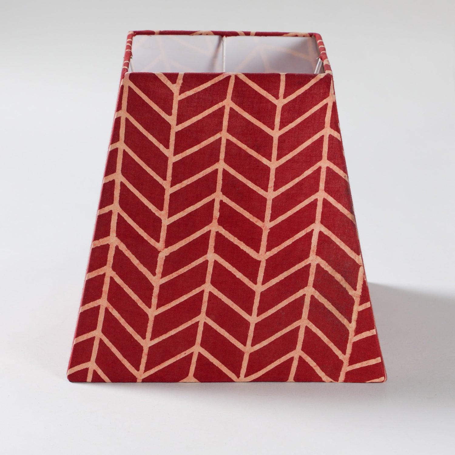 Rust Ajrakh hand block printed cotton lamp shade without the lamp base - Eyaas
