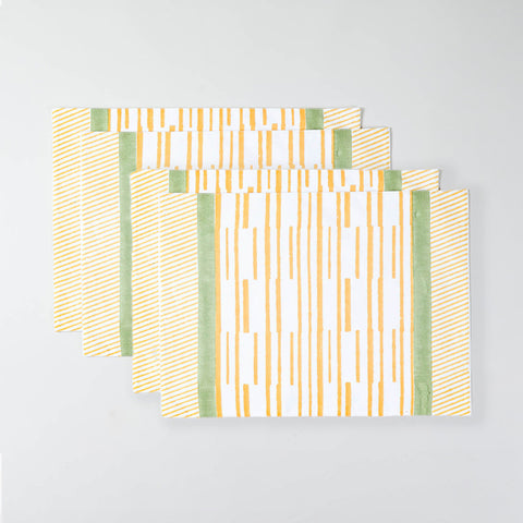 Orange Stripe Block Printed Placemat 13x18 Inches