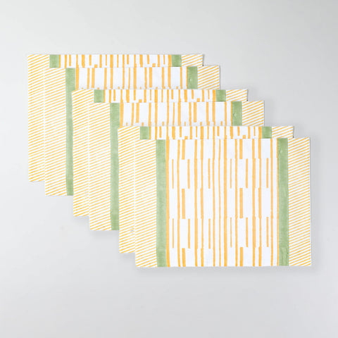Orange Stripe Block Printed Placemat 13x18 Inches