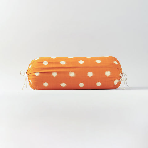 Single mustard handwoven cotton bolster cover designed for sofas, beds, and decorative seating arrangements