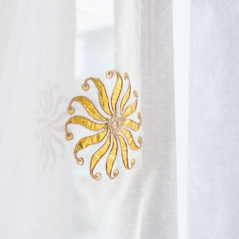 Close-up of lightweight Chanderi cotton silk fabric showing sheer texture and subtle sheen