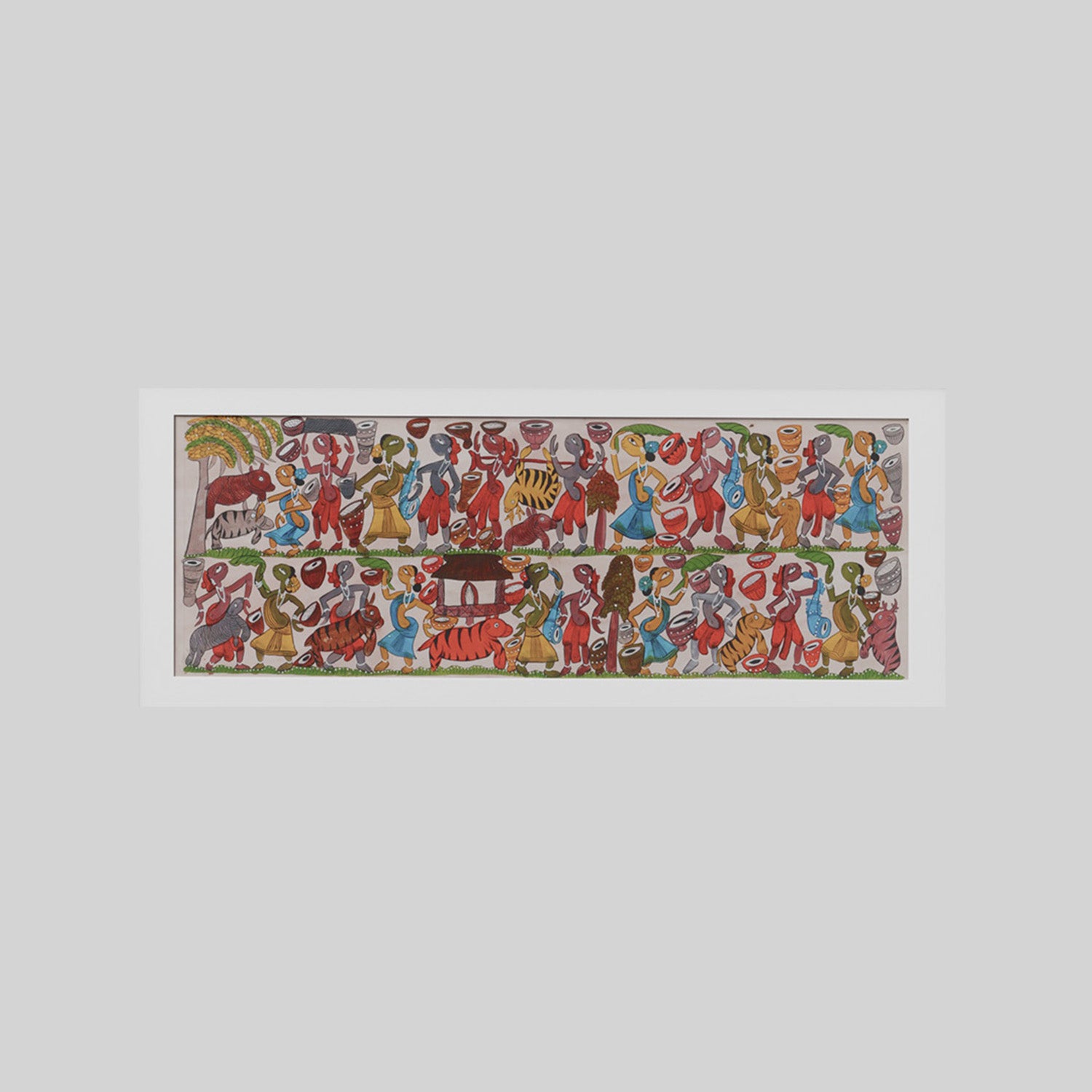 Santhal Painting Festival Celebration, 29x11 Inches