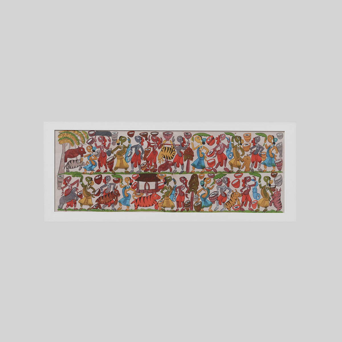 Santhal Painting Festival Celebration, 29x11 Inches