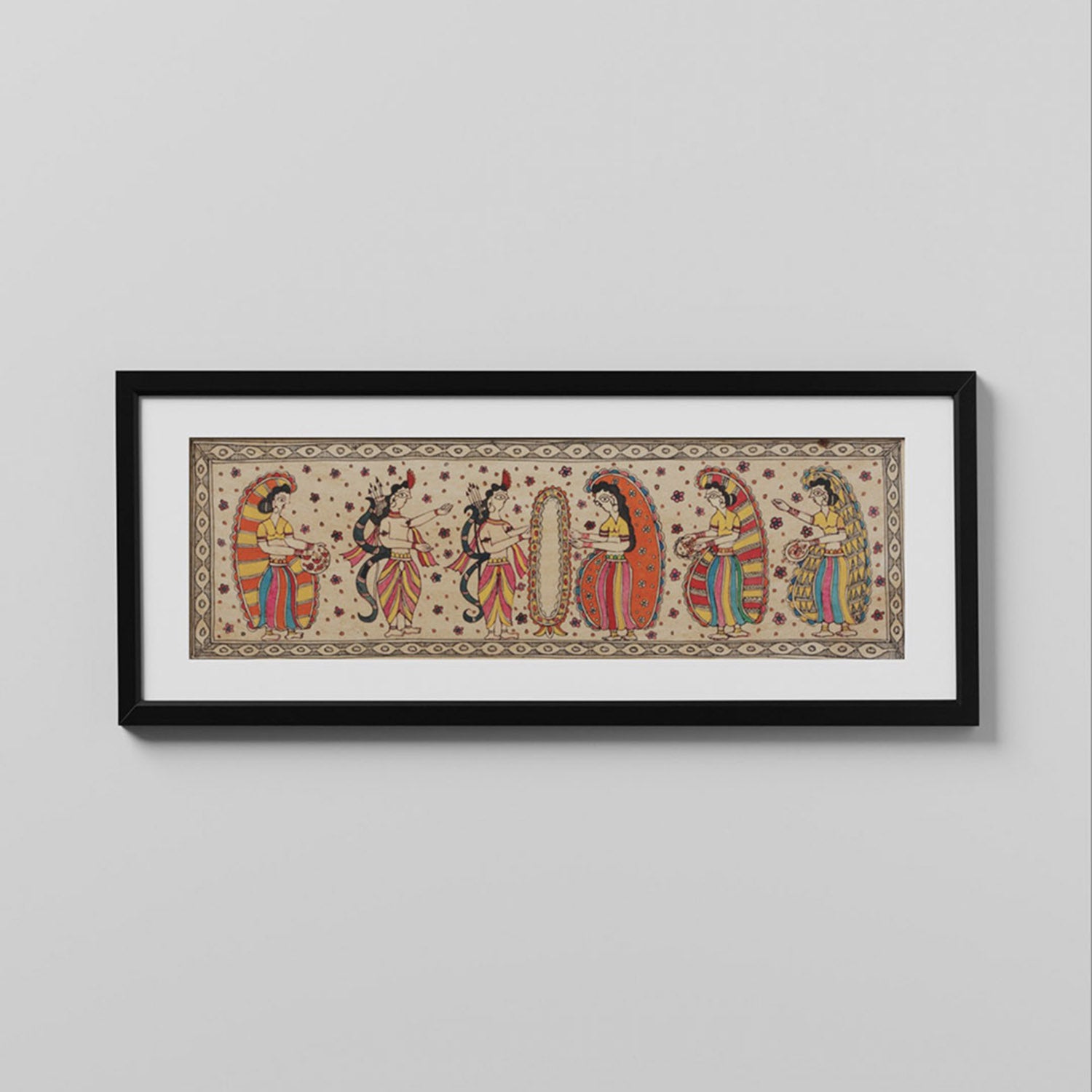 Madhubani Painting Swayamvar, 21x6.5 Inches
