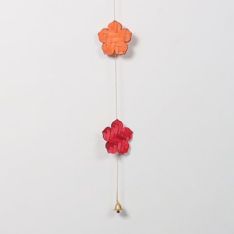 Close-up of flowers woven from natural bamboo