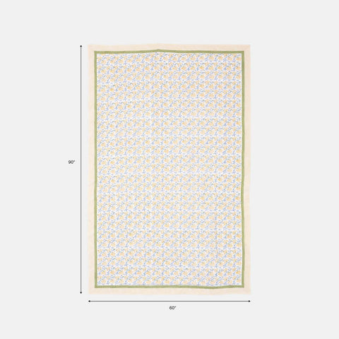 60 x 90 inch cotton table cloth size guide featuring yellow lily hand block printed floral patterns
