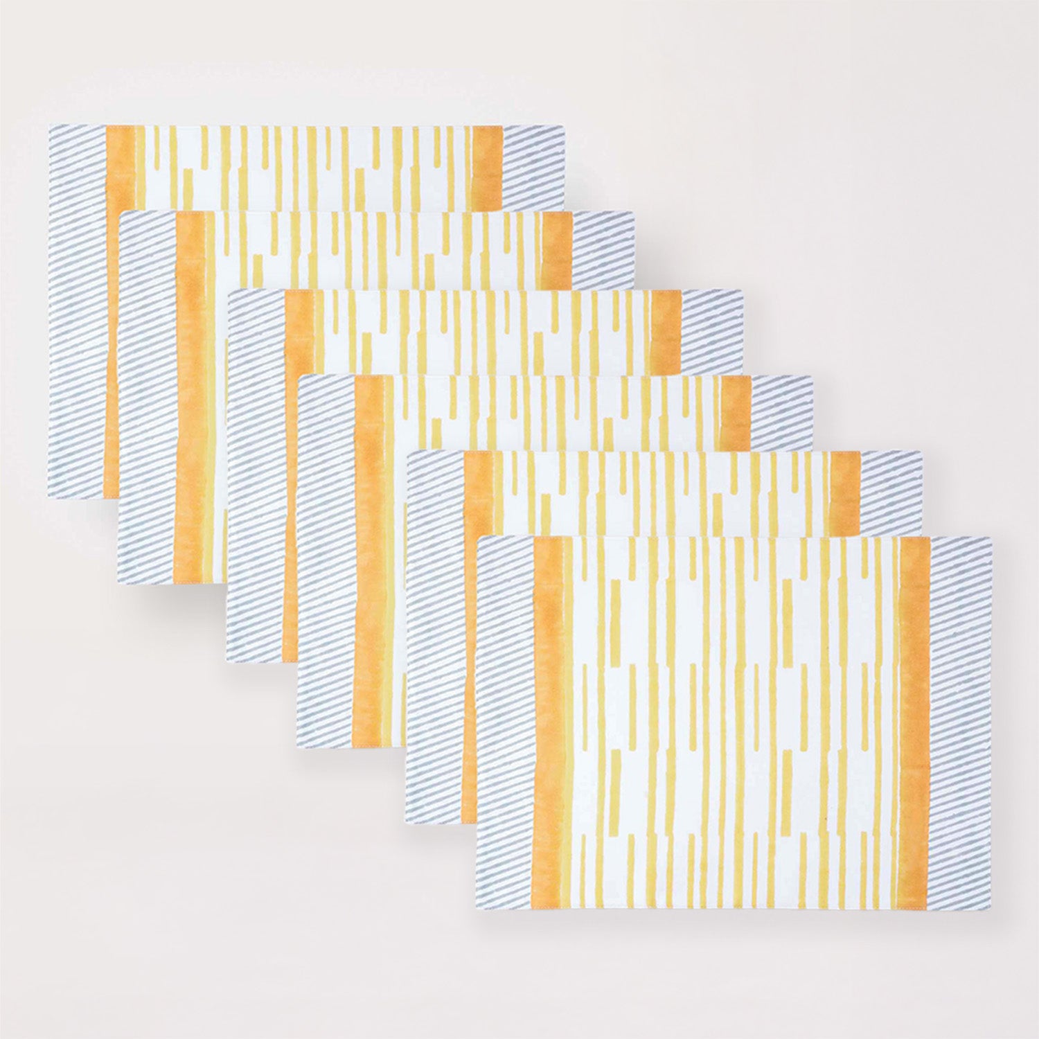 Pack of six cotton dining table placemats with artisan stripe design for entertaining and gatherings