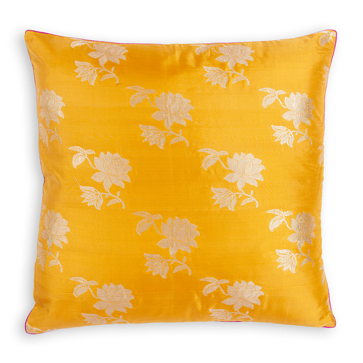 Handloom Banarsi Brocade Cushion Cover - 18x18"