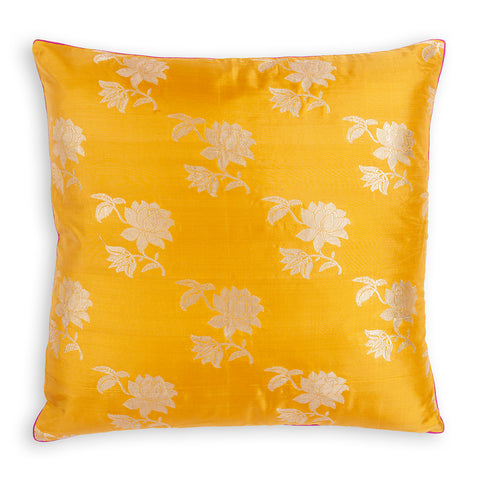 Handloom Banarsi Brocade Cushion Cover - 18x18"