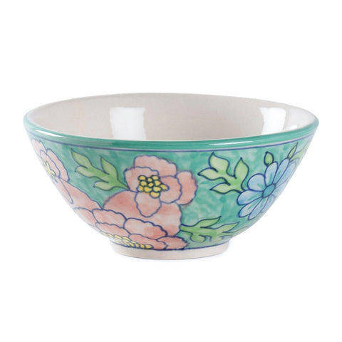 Blossoms Serving Bowl Set of 2, Turquoise & Pink - Eyaas