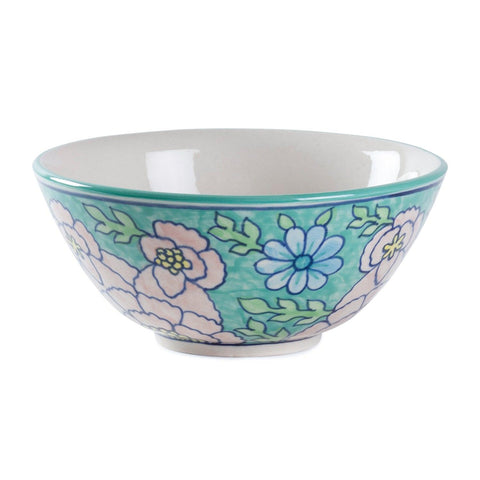 Blossoms Serving Bowl Set of 2, Turquoise & Pink - Eyaas