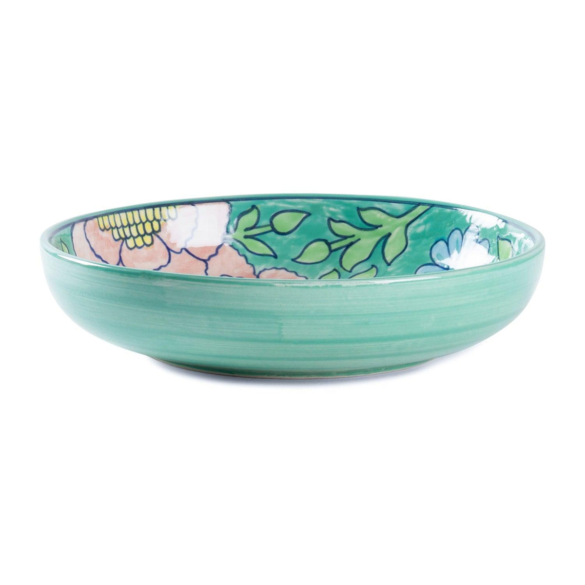 Ceramic Serving Dish, 11 Inches, Turquoise & Pink - Eyaas
