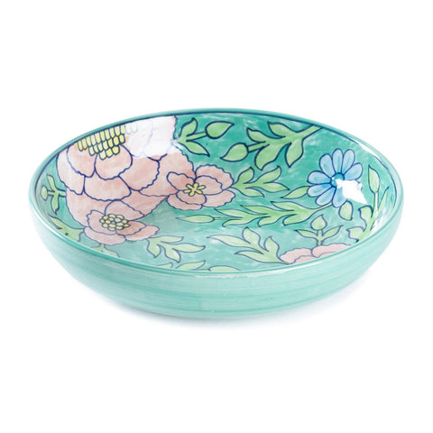 Ceramic Serving Dish, 11 Inches, Turquoise & Pink - Eyaas