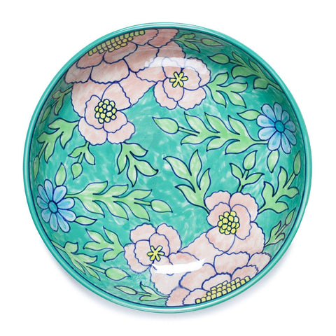 Ceramic Serving Dish, 11 Inches, Turquoise & Pink - Eyaas