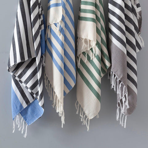 Cotton Beach Towel, Sky Blue Stripes, 40x70 inches - Eyaas