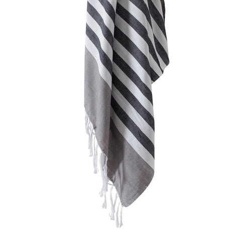 Cotton Beach Towels, 40x70 inches, Black & Grey - Eyaas