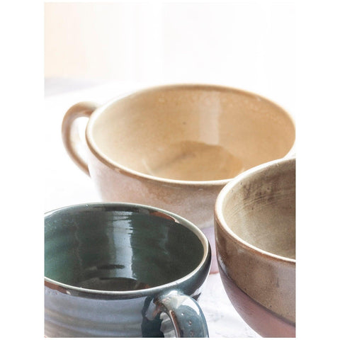 Glazed Terracotta Cup, 4.5x2.75 Inches, Grey-Green - Eyaas