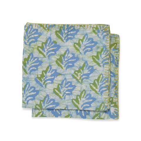 Batik Dinner Napkins - Set of 2 - 18x18, Blue & Green - Eyaas
