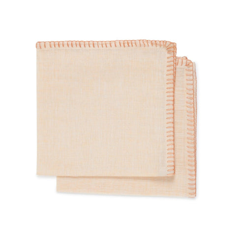 Linen Dinner Napkins - Set of 2 - 18x18, Light Orange - Eyaas