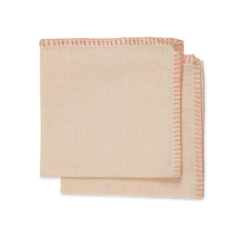 Linen Dinner Napkins - Set of 2 - 18x18, Light Peach - Eyaas